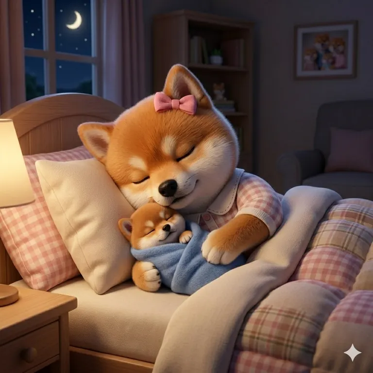 ベッドで眠るアミちゃん